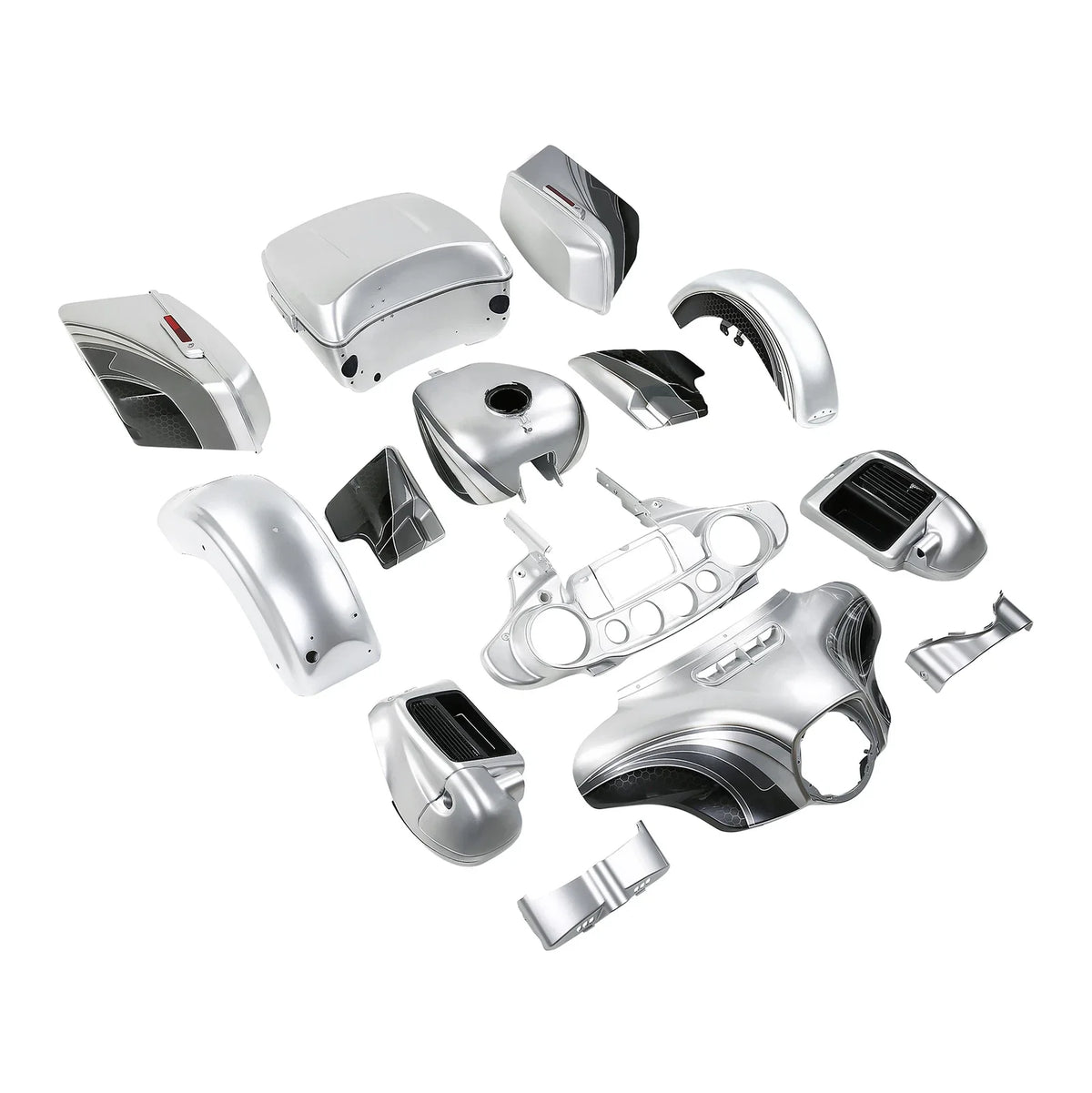 Fairings Bodywork for Harley Electra Glide (2014–2024) Silver/Black Honeycomb Fade