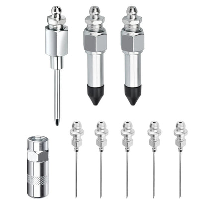 9-Piece Grease Gun Needle Nozzle Kit with Rubber Adapter Fitting