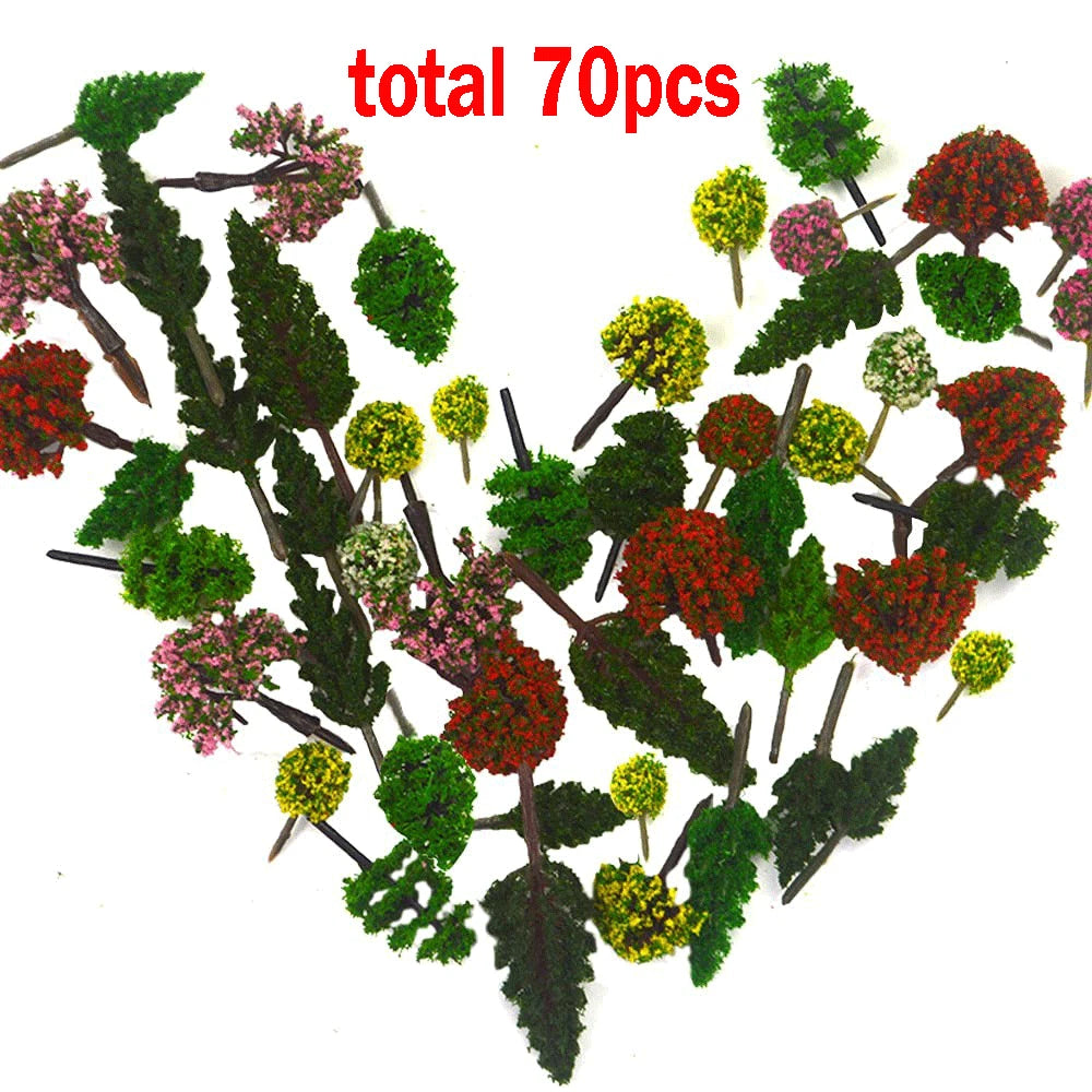 Set of 70 Miniature Trees for Model Train Scenery