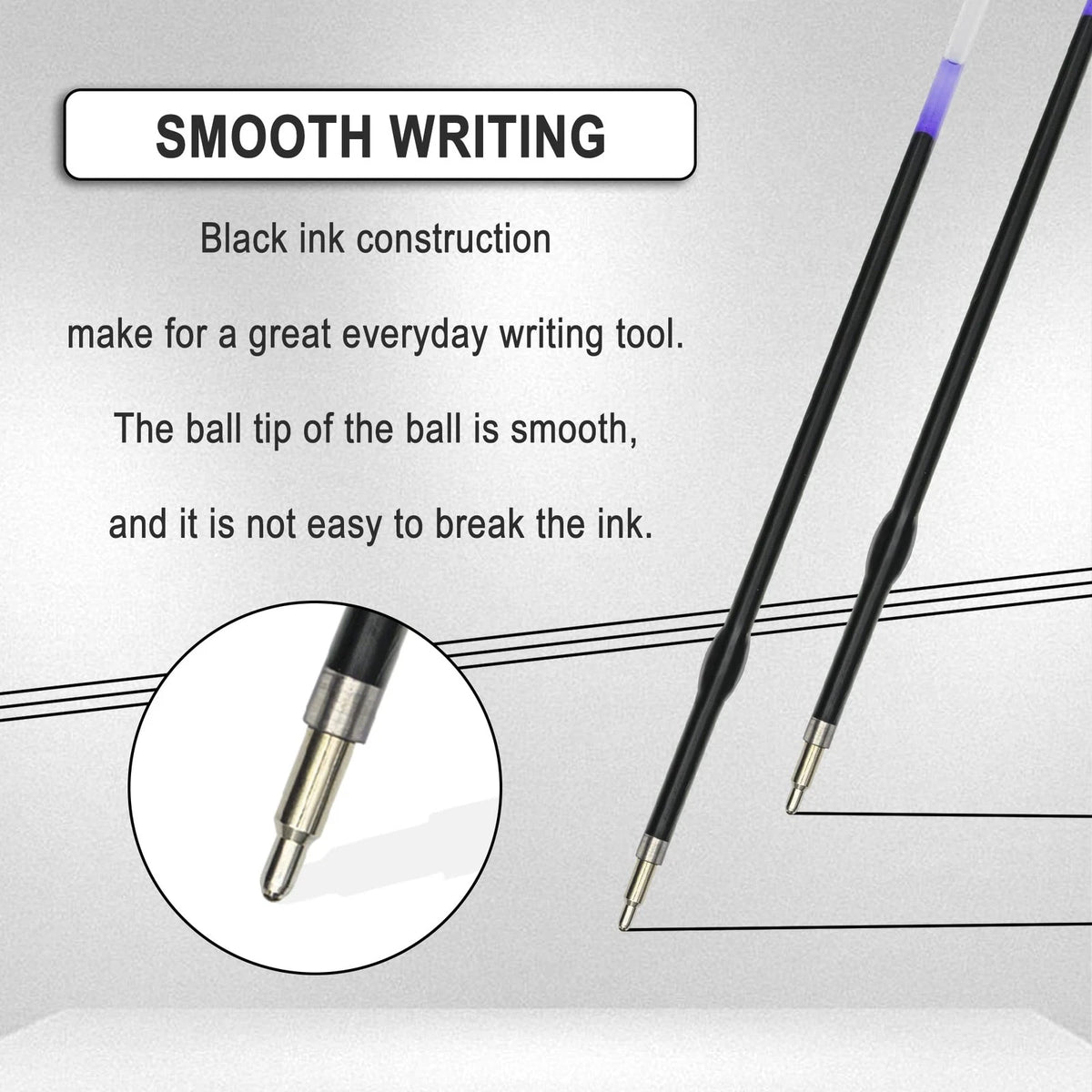50 Pieces Ballpoint Refills for (1mm Black Ink)