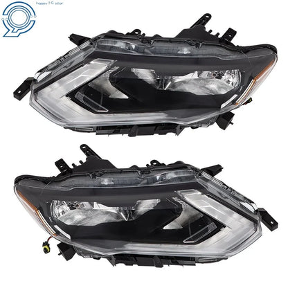 Set of 2 Headlights for Nissan Rogue (2017–2019) Chrome Housing Clear