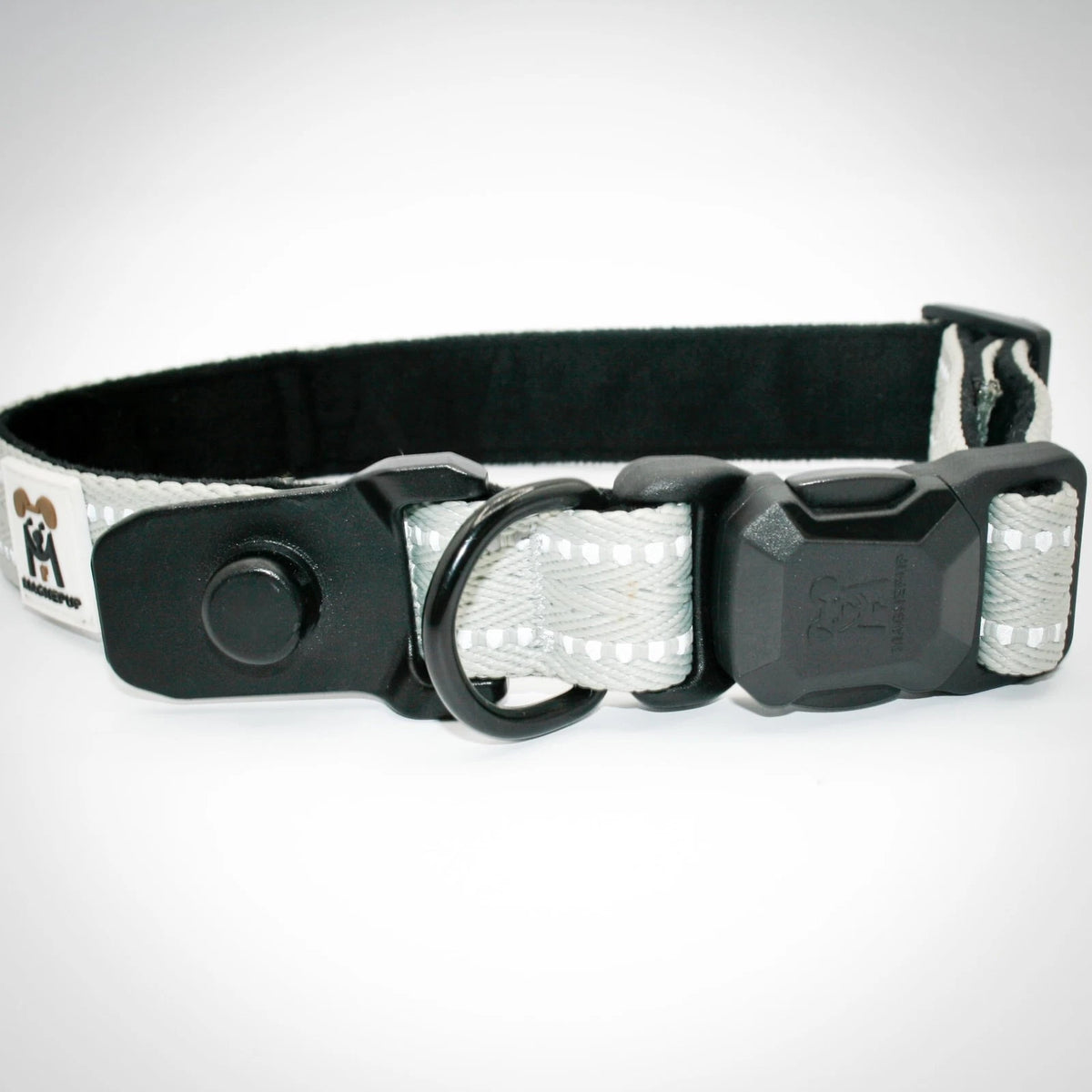 Large Silver Sage Green Dog Collar 25MM (1") Width Adjustable Fit