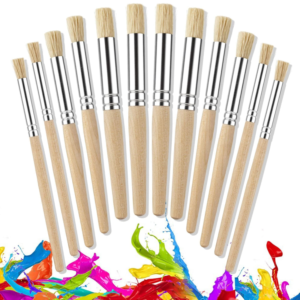 12 Pcs Wooden Stencil Brushes for Acrylic Paint (No Part Numbers)
