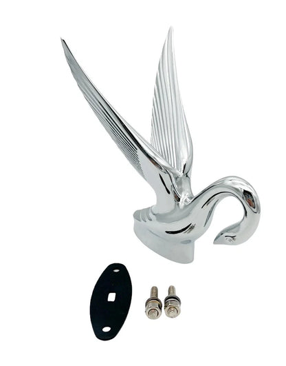 Chrome Classic Hood Ornament with Red LED Light for Universal Fit (Any Year)