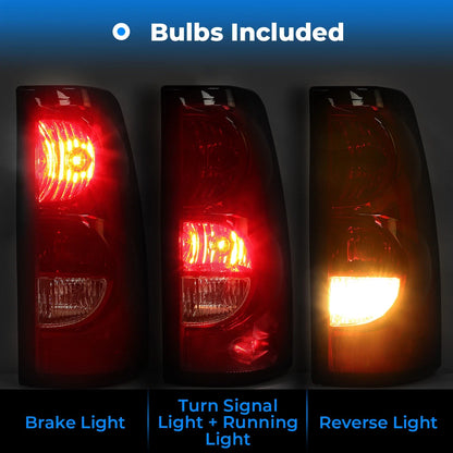 Rear Brake Tail Lights for Chevy Silverado 1500 2500 3500 HD (2003–2006) w/Bulb