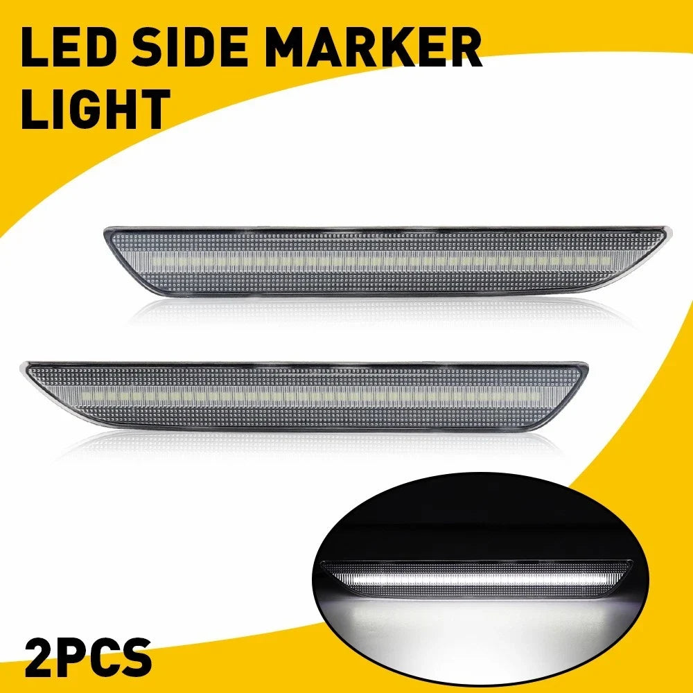 Set of 2 Clear Lens LED Rear Bumper Side Marker Lights for Ford Mustang (2015–2022)