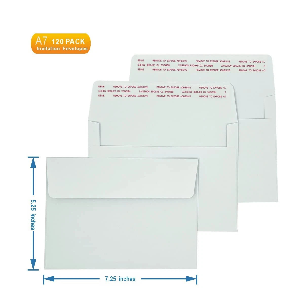 200 A7 Invitation Envelopes - 5.25x7.25 in Windowless Design, 120GSM White