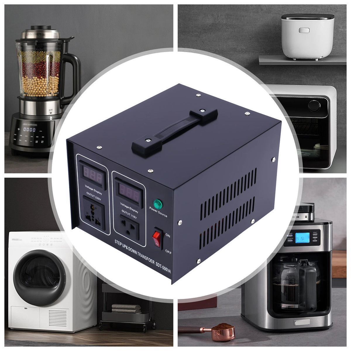 500W Voltage Converter Transformer 110V to 220V/240V to 120V