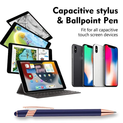 12X 2 in 1 Stylus Ballpoint Pen Set, 1.0 mm, Rose Gold & Black