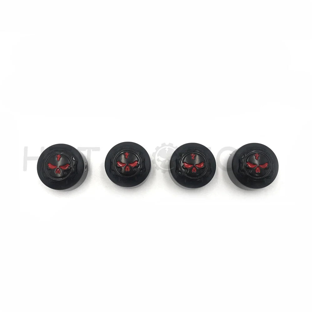 Set of 4 Black Gear Skull Bolt Caps for Harley Dyna Softail Road King