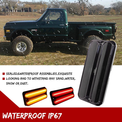 Set of 4 Amber & Red Side Marker Lights for Chevy GMC Truck (1968–1972)