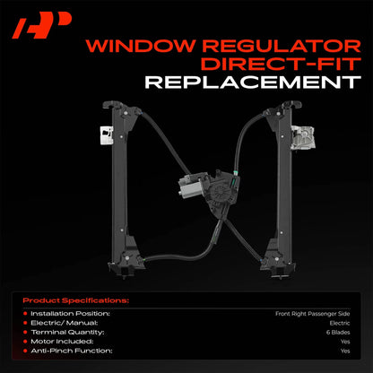 Front Right Power Window Regulator with Motor for Tesla Model S (2012–2020) 824012Y000, 600665100L