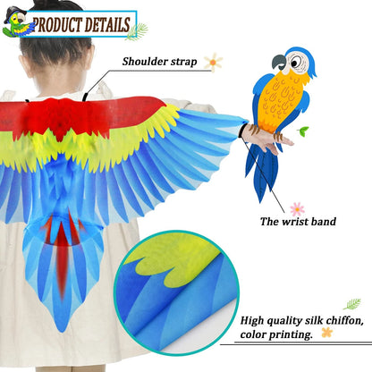 Parrot Wings Costume for Kids with Headbands, Large, Blue