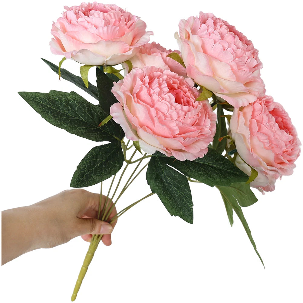 7 Head Silk Peony Bouquet for Wedding Home Office