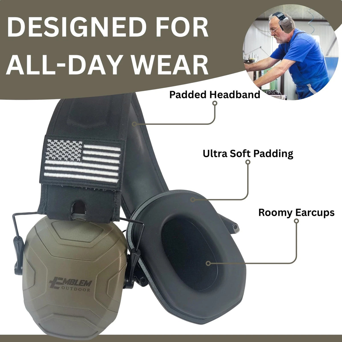 Outdoor Shield XT Shooting Ear Protection for Gun (One Size, Od Green)