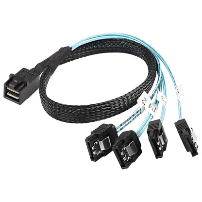 Mini SAS Cable SFF-8643 to 4 SATA for Hard Drive (0.5M)