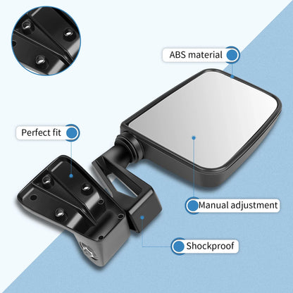 Set of 2 Manual Side View Mirrors for Jeep Wrangler (1987–2002)