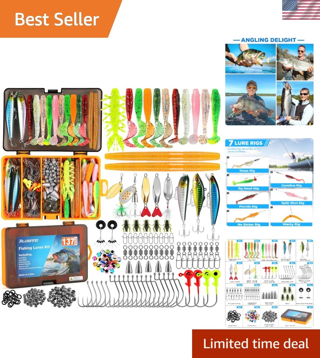 137-Piece Fishing Gear Kit for Bass & Trout