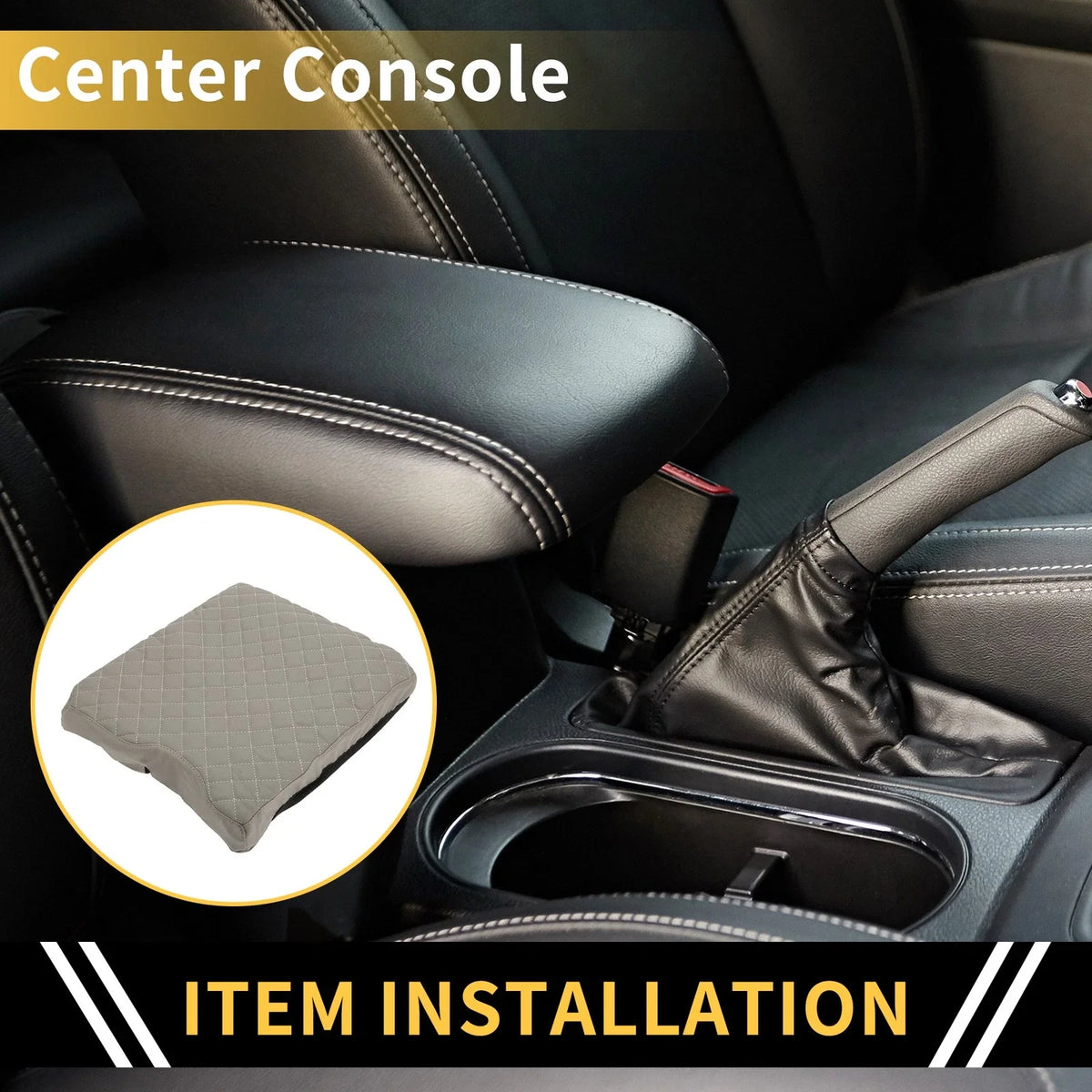 Center Console Cover for Ford F-150 (2015–2020) Microfiber Leather Grey
