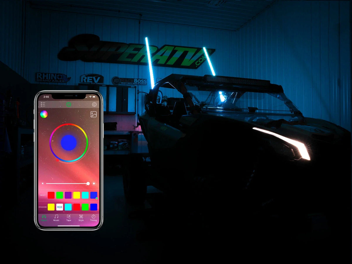 Set of 2 RGB LED Whip Lights for SuperATV
