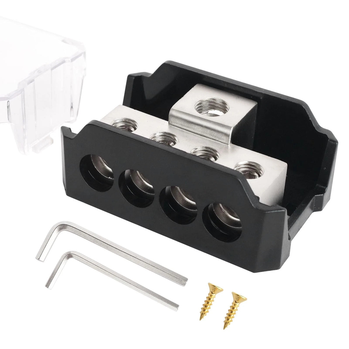 4 Way Power Distribution Block Car Audio Splitter 0/2/4 Gauge Input