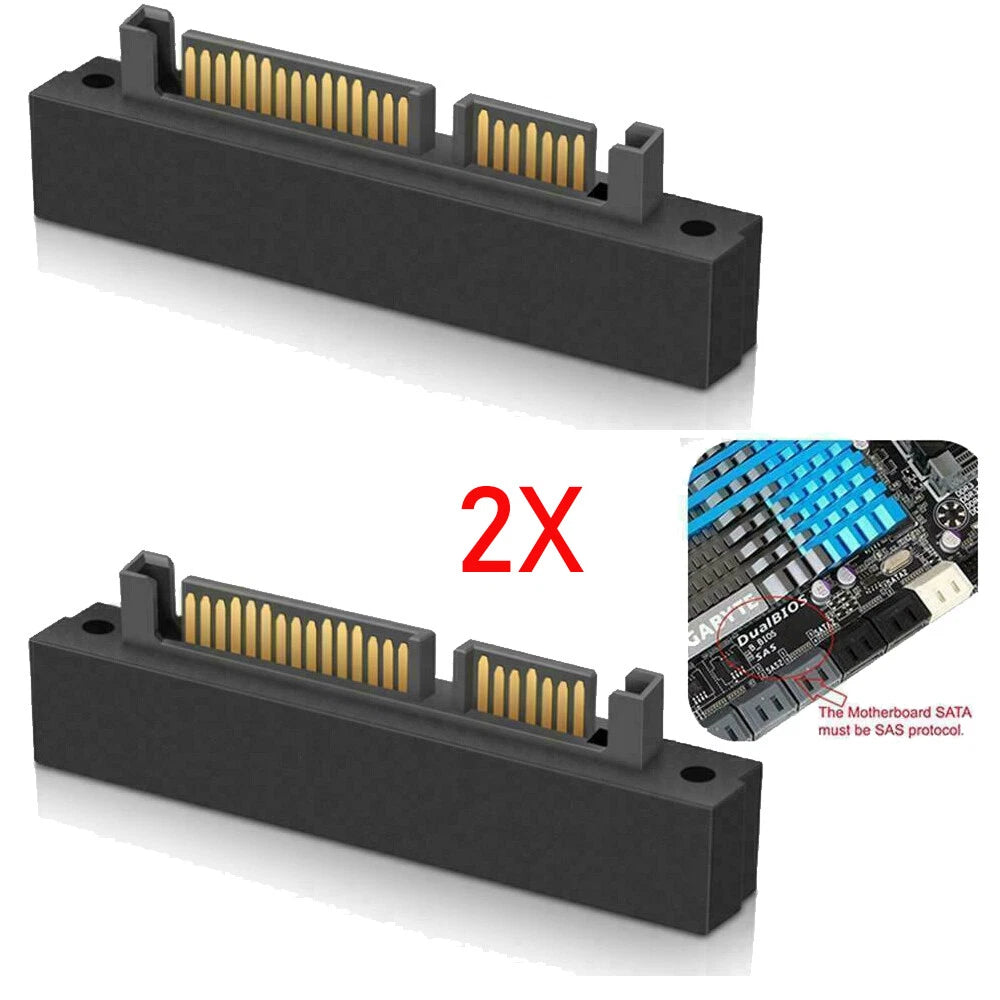 2PC SFF-8482 SAS to SATA 22 Pin 90 Degree Hard Disk Adapter