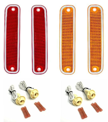 Side Marker Lights Amber Red Front Left Right w Trim for Chevy GMC (1973–1980)