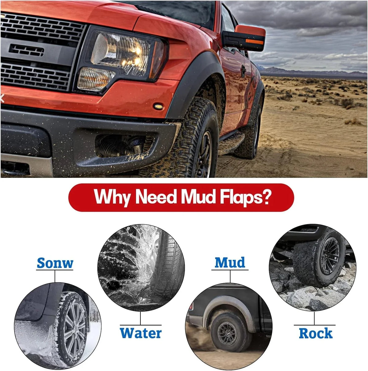 Truck Mud Flaps Splash Guards for Ford F-350 Super Duty (1999–2010)