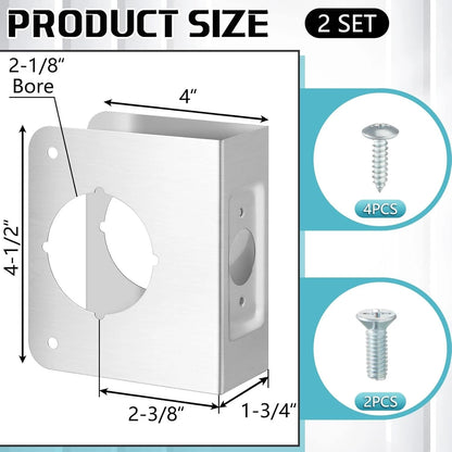 2 Safety Reinforcements: Stainless Steel Door Plates for Lock Security Repair