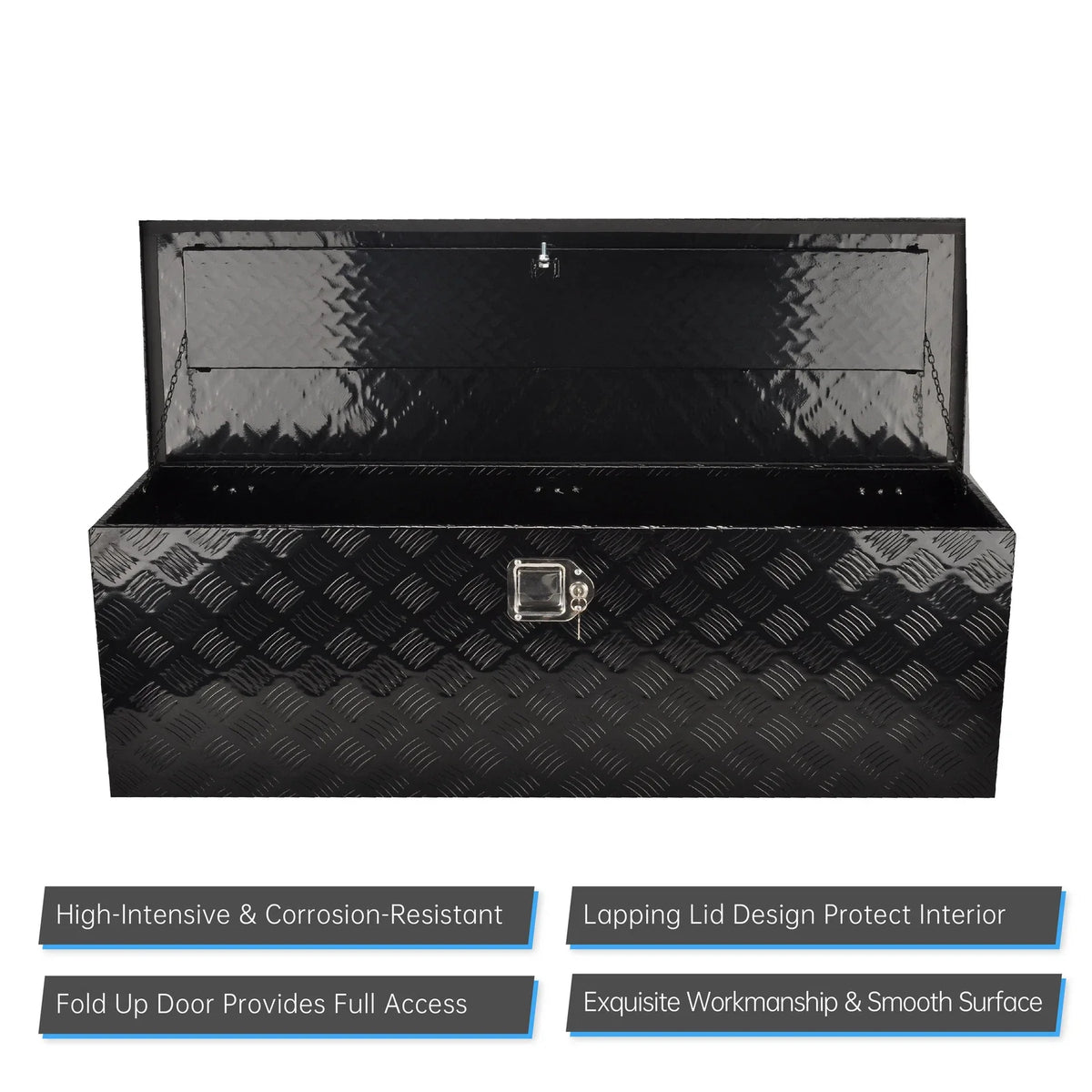 48" x 15" x 15" Black Aluminum Tool Box for Pickup Truck (Universal Fit)