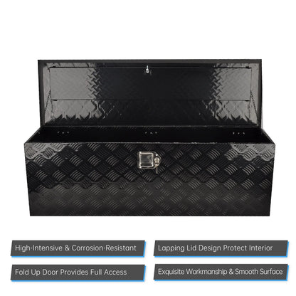 48" x 15" x 15" Black Aluminum Tool Box for Pickup Truck (Universal Fit)