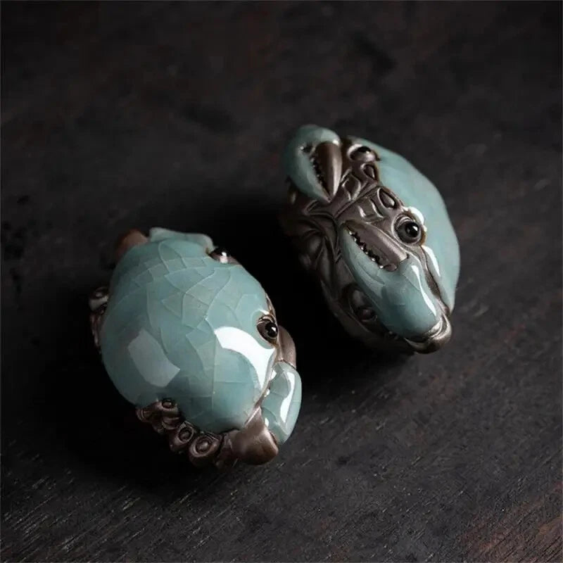 Handmade Cracked Glaze Crab Tea Set for Tea Ceremony