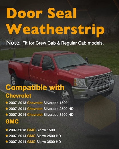2X Door Weatherstrip Seal for Chevy Silverado GMC Sierra 1500 (2007–2014) 22766400