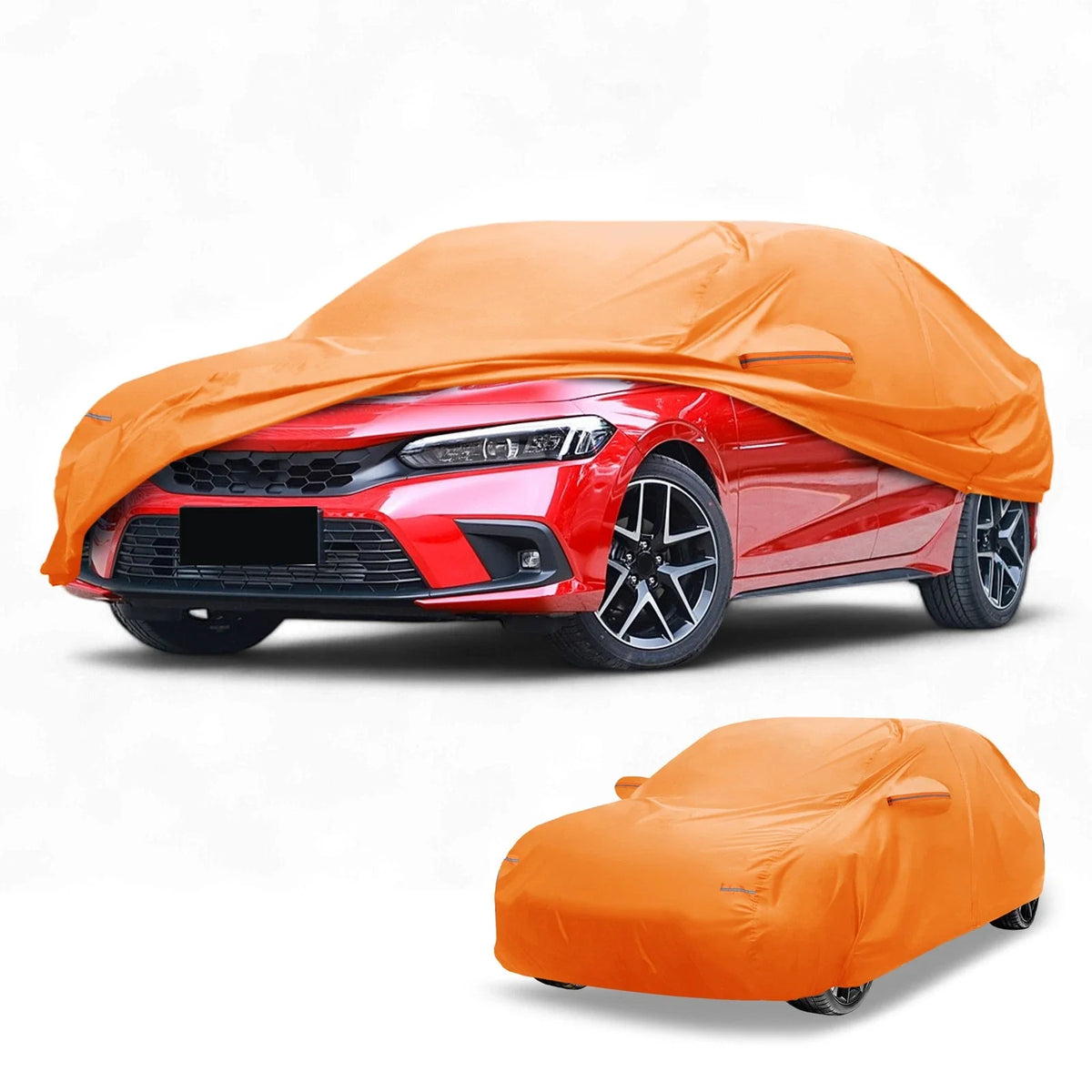 Waterproof Car Cover for Honda Civic (All Weather, Orange, Zipper)