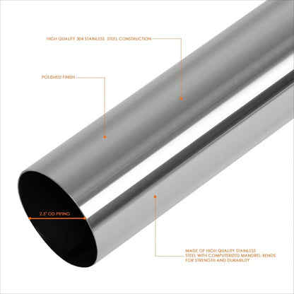 16-Piece 2.5" OD Exhaust Pipe Kit - Stainless Steel Straight, 45°, 90°, U-Bend
