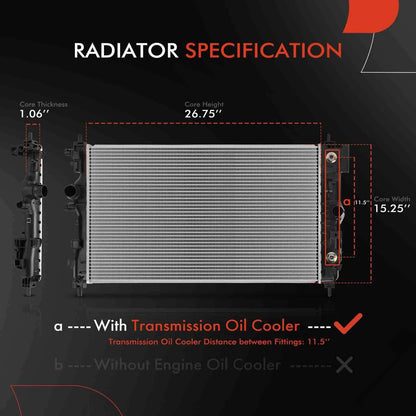 Radiator with Trans Oil Cooler for Chevrolet Cruze (2011–2019)