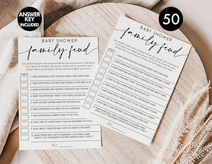 50 Cards Family Feud Game for Baby Shower (baeu 6716)