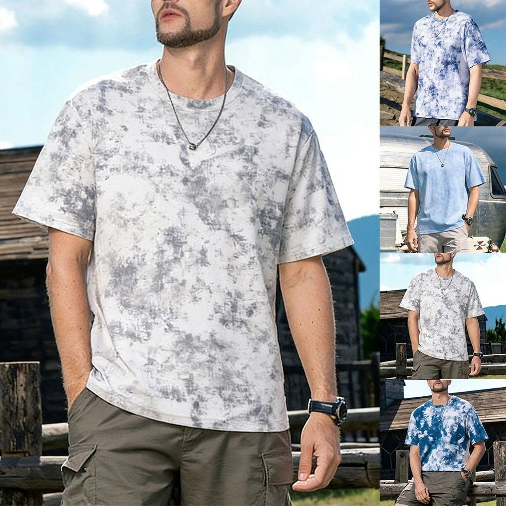 Casual Tie Dye T-Shirt for Men - Loose Fit, Short Sleeve, Quick Dry