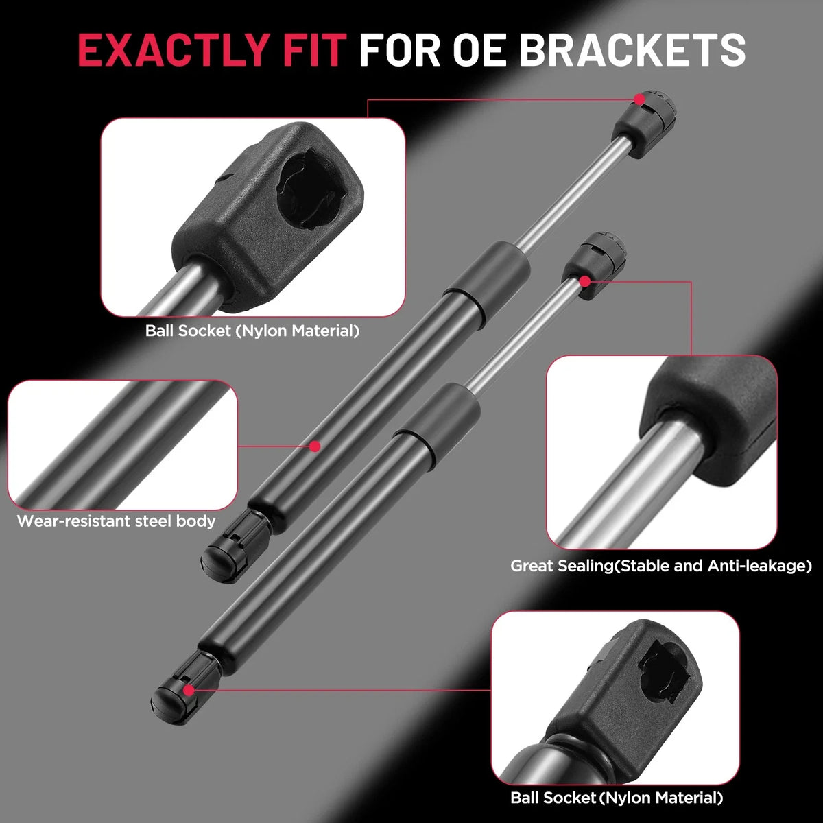 2X Lift Support Shocks Struts for Chevy Monte Carlo/Impala (2000–2005)