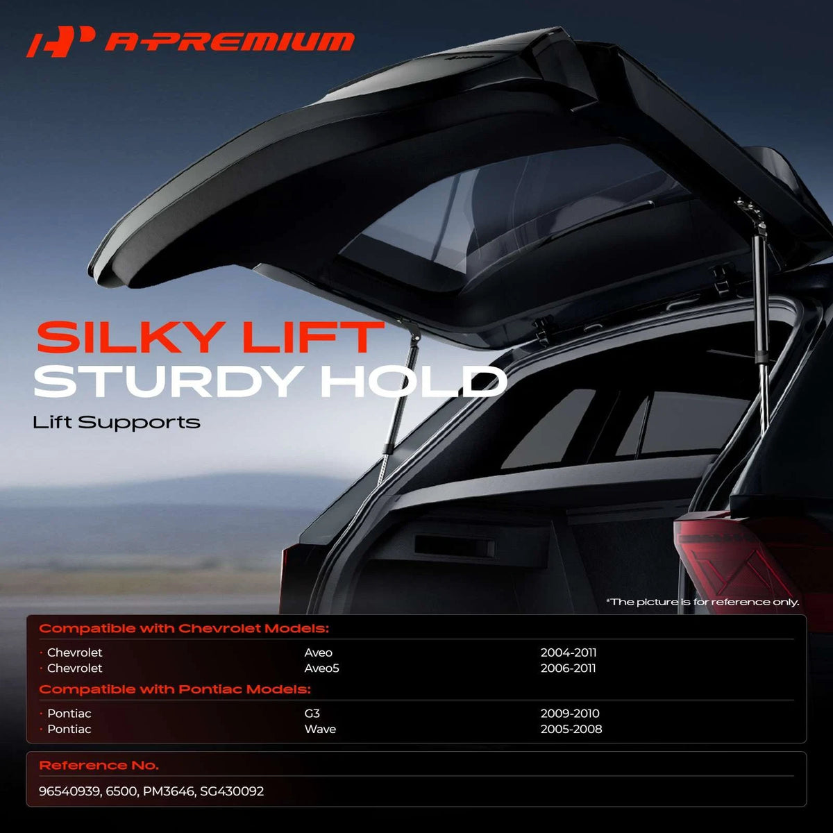 2X Rear Tailgate Lift Supports Shock Struts for Chevrolet Aveo (2004–2011) 96540939, 6500