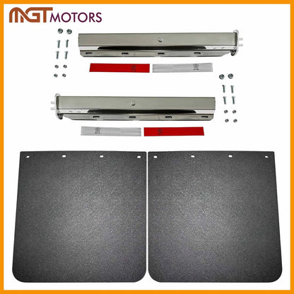 Pair Mud Flaps for Semi Truck Trailer (24"x30", 1.125" Hanger Kit, Stainless)