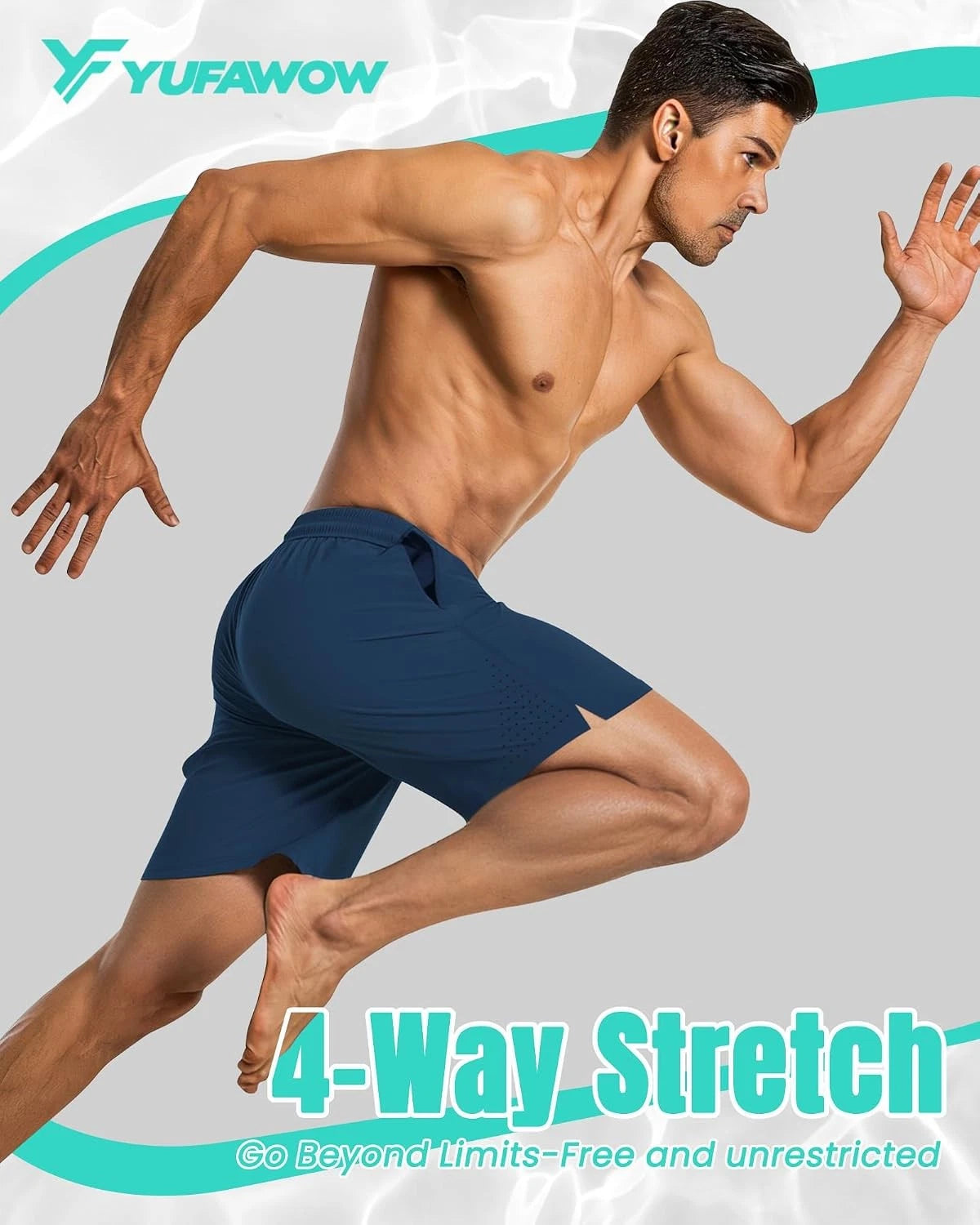 Men Swim Trunks 7 Inch Quick Dry Shorts with Mesh Liner and Zipper Pocket