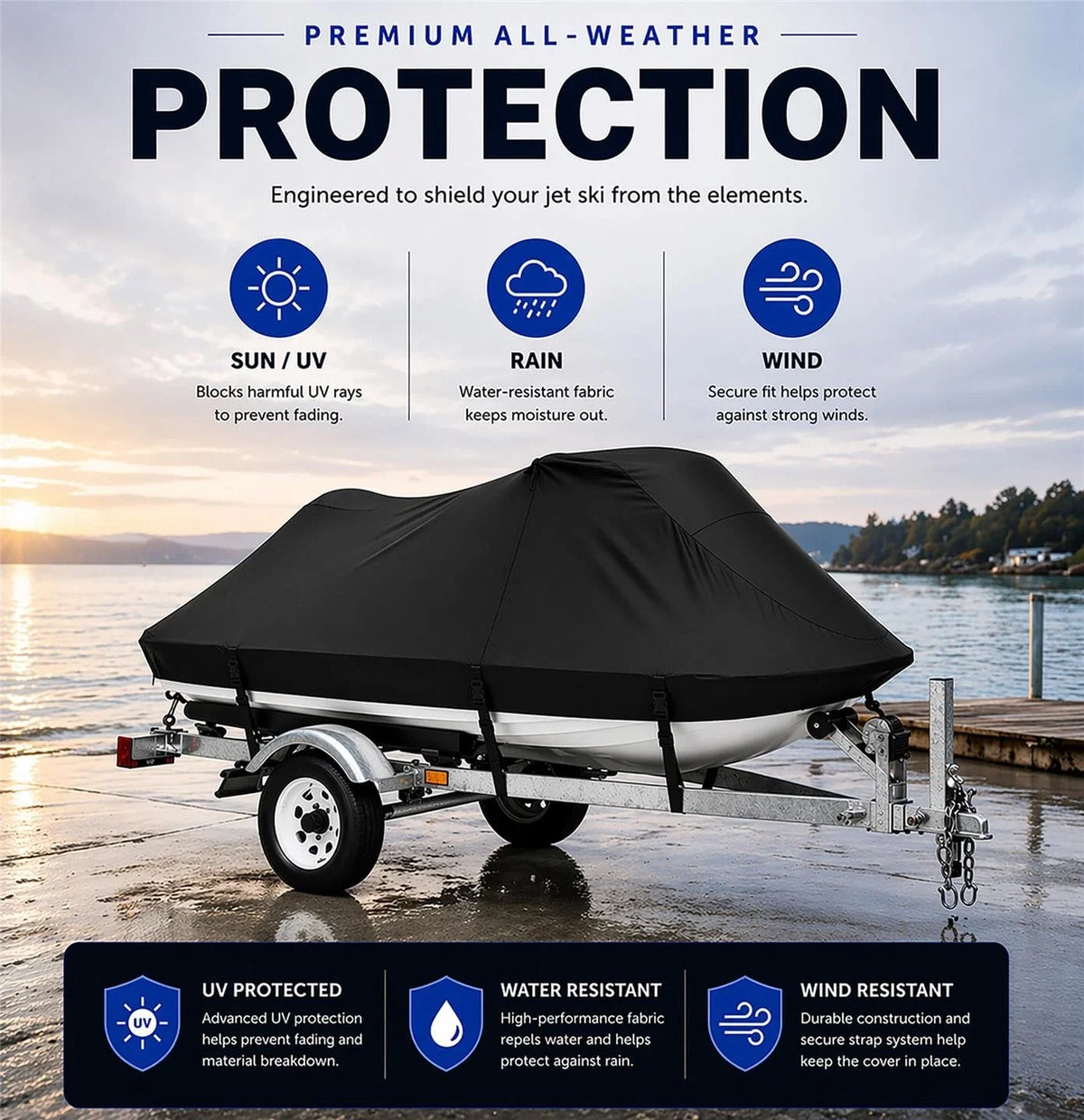 Jet Ski Cover for Sea Doo SeaDoo XP / XP LTD (1997–2003) PWC Black