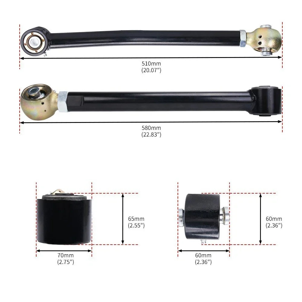 Set of 4 Adjustable Rear Upper & Lower Control Arms for Jeep Wrangler JK (2007–2018)