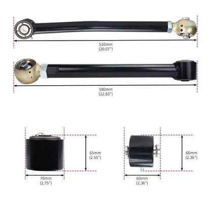 Set of 4 Adjustable Rear Upper & Lower Control Arms for Jeep Wrangler JK (2007–2018)
