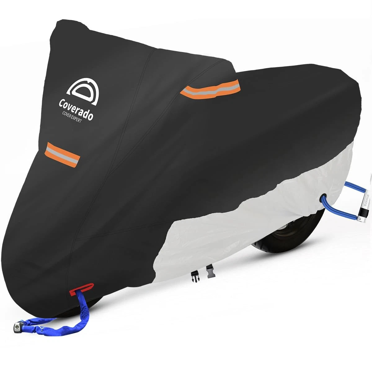Waterproof Motorcycle Cover Universal Fit Up to 93" with Lockholes and Reflectors