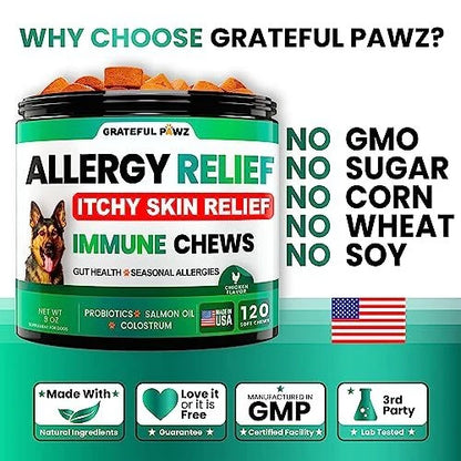 Dog Allergy Relief Chews for Dogs (Probiotics, Omega 3 Fish Oil)