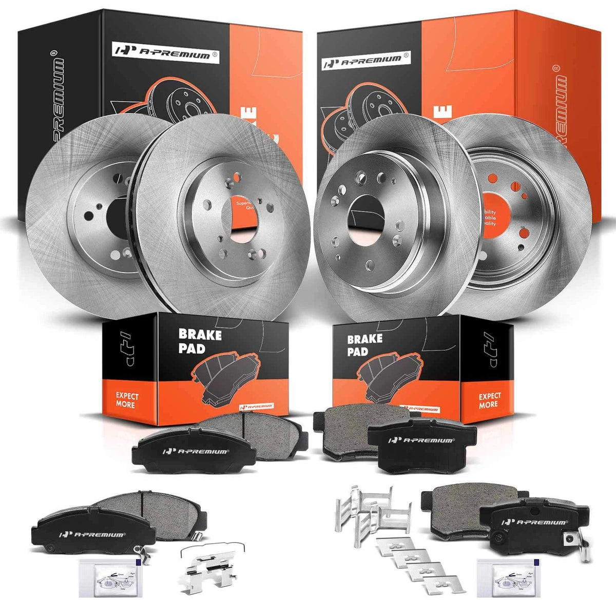 Set of 4 Disc Brake Rotors & Ceramic Pads for Acura TL (2004–2008)