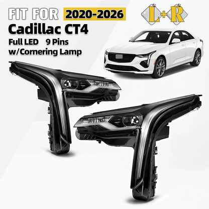Full LED Headlight for Cadillac CT4 (2020–2026) w/Cornering Lamp 9 Pins