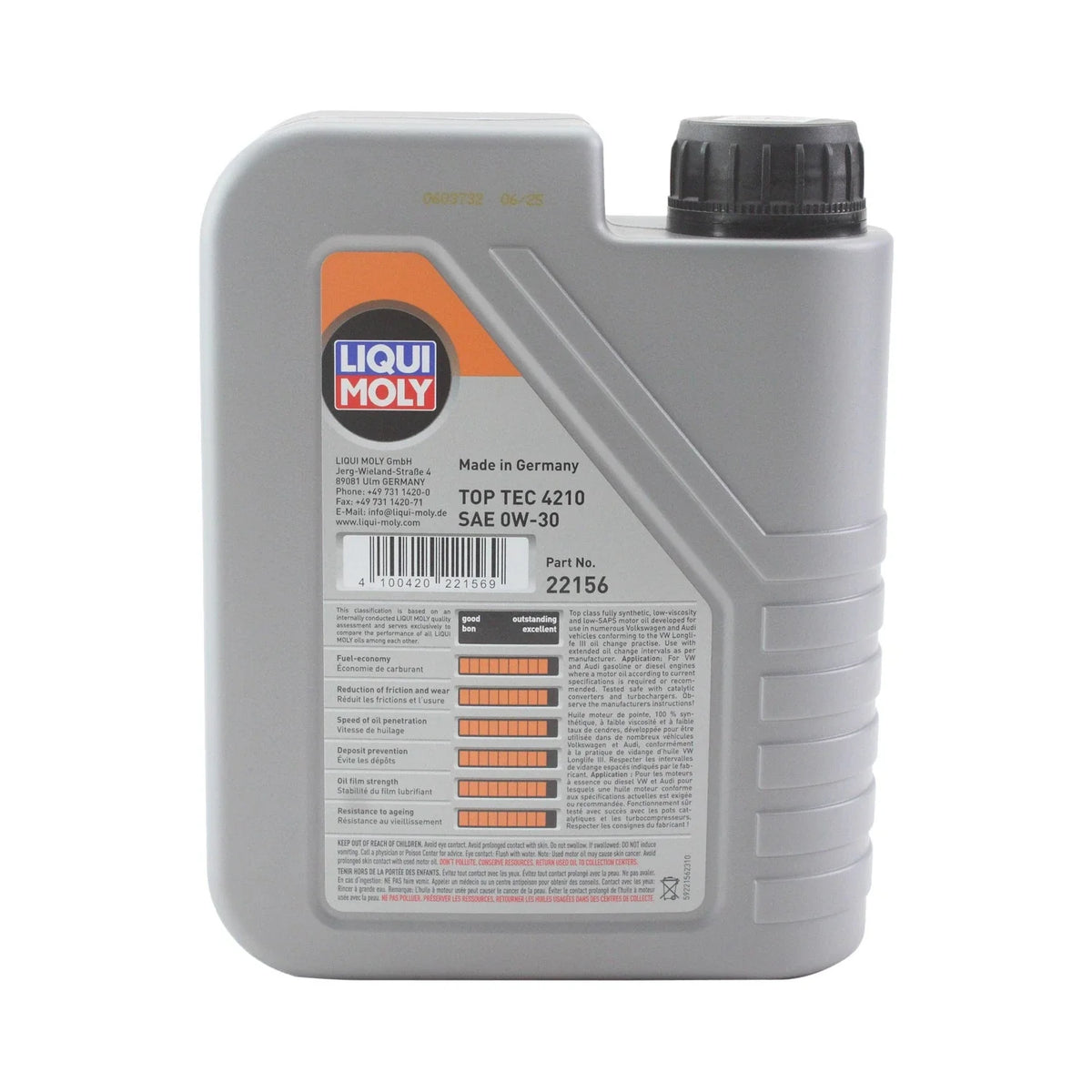Set of 4 Liqui Moly Top Tec 4210 0W-30 Engine Motor Oil (4L)